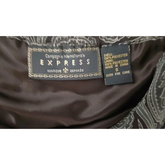 EXPRESS Women’s Brown Gray Paisley Satin Lined Elastic Waist Dress Skirt Size S - Picture 3 of 6